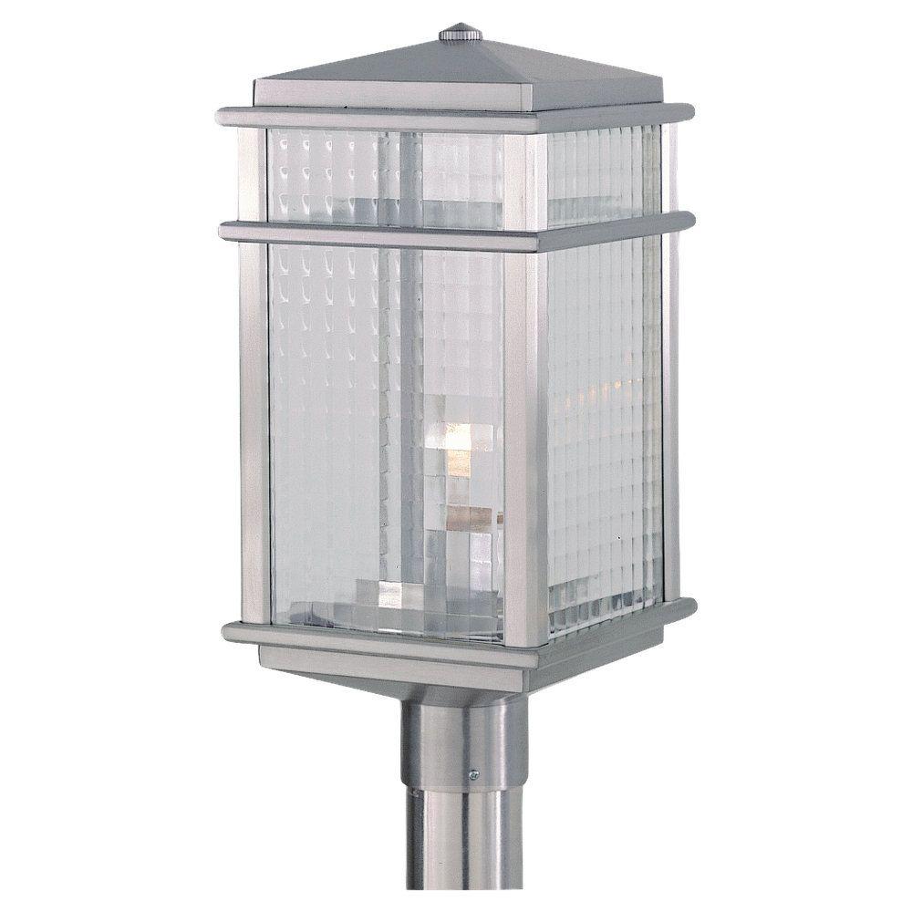 Feiss Mission Lodge 1 Light Brushed Aluminum Outdoor Post