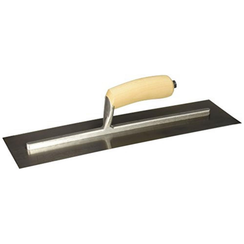 16 inch x 4-1/2 inch Stainless Steel Drywall Trowel - Camel Back Wood Handle