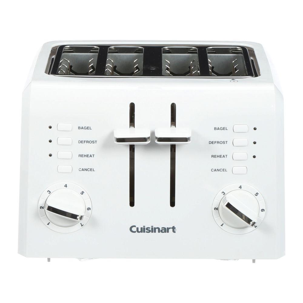 Cuisinart Compact 4 Slice Toaster In White Cpt 142 The Home Depot Compact 4 Slice Toaster In White
