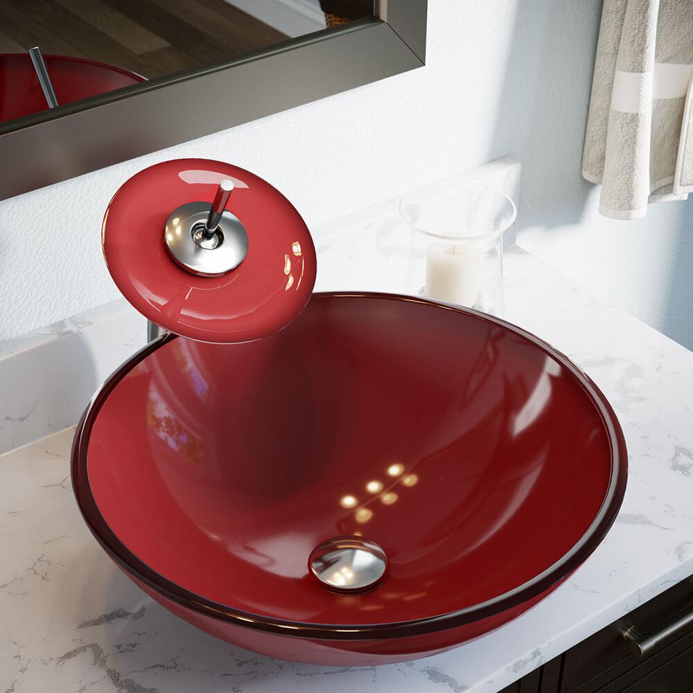 MR Direct Glass Vessel Sink in Hand Painted Red-641 - The Home Depot