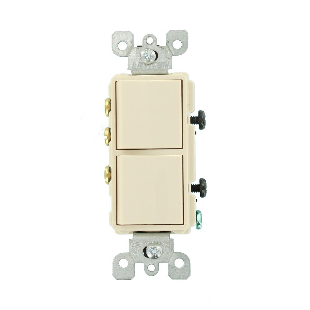Leviton Decora 15 Amp 3-Way AC Combination Switch, Light Almond-R56