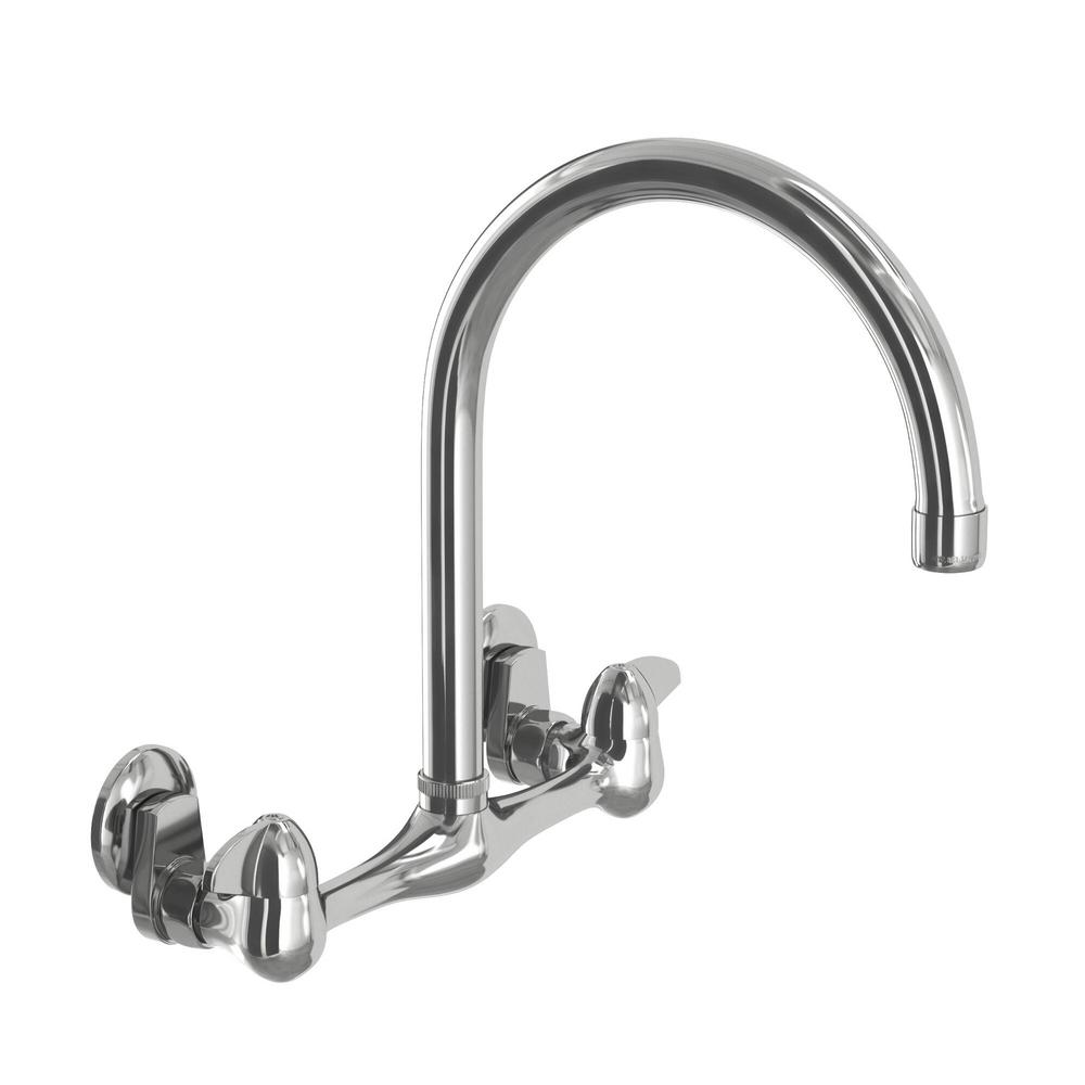 Glacier Bay Builders 2 Handle Wall Mount High Arc Standard Kitchen Faucet In Chrome 67735 0001 The Home Depot