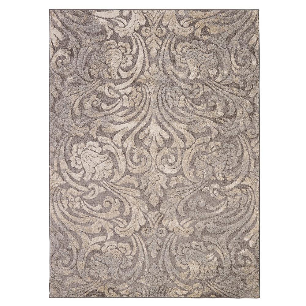 Casamode Urban Collection Contemporary Sculpted Effect Damask Dark Grey 5 Ft X 7 Indoor Area Rug