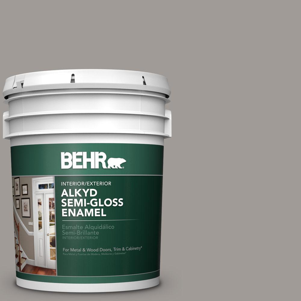 BEHR 5 Gal. #PPU18-15 Fashion Gray Semi-Gloss Enamel Alkyd Interior ...