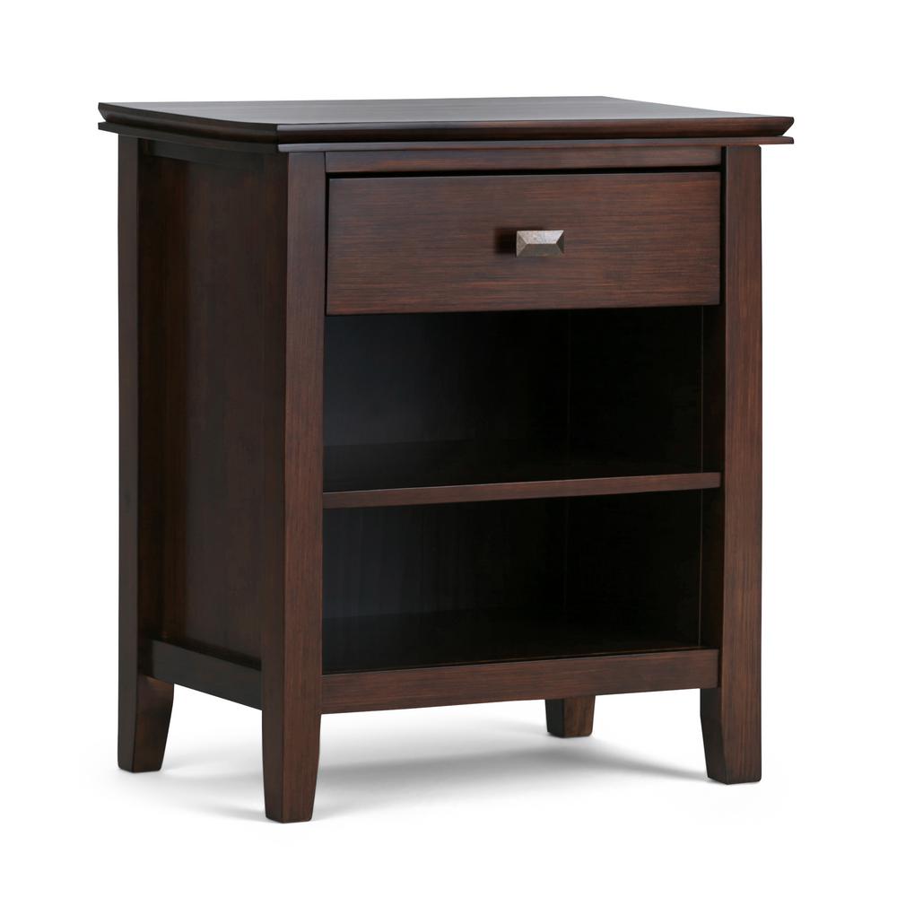 Simpli Home Artisan 1Drawer Medium Auburn Brown Glazed Nightstand
