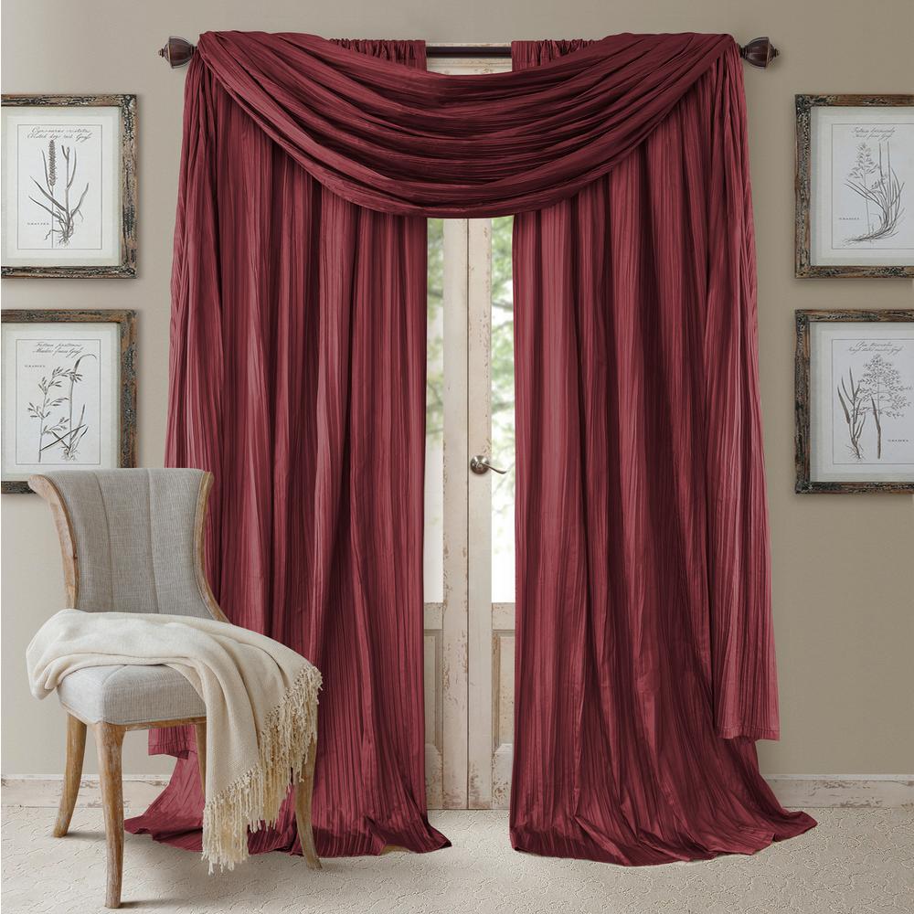 Elrene Athena Faux Silk Window Curtain And Scarf Set 17798red The Athena Faux Silk Window Curtain And Scarf Set