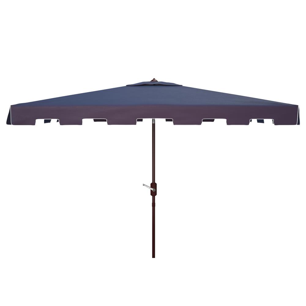 Safavieh Zimmerman 10 Ft Aluminum Market Tilt Patio Umbrella In Navy White Pat8300a The Home Depot