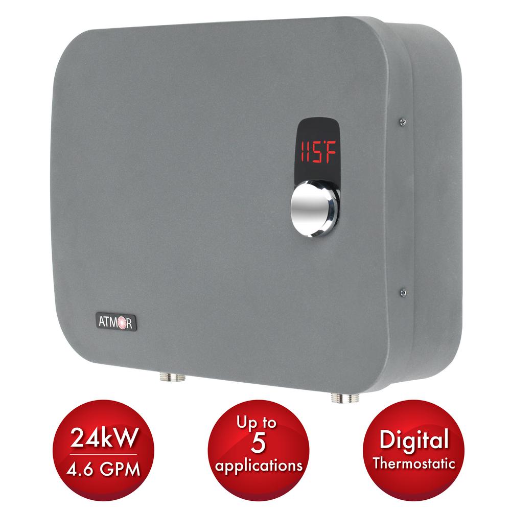ATMOR ThermoPro 24 kW / 240-Volt 4.6 GPM Stainless Steel Electric Tankless  Water Heater with Self-Modulating Technology-AT-910-24TP - The Home Depot