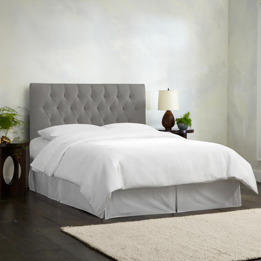 Toni Linen Grey Queen Diamond Tufted Headboard 542qlnngr