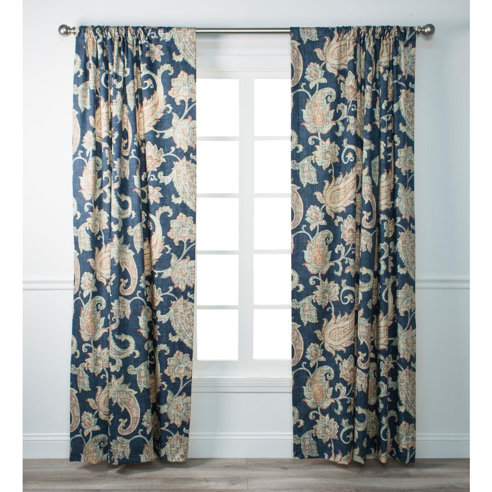 Ellis Curtain Malang Sapphire Cotton Lined Tailored Panel 50 In