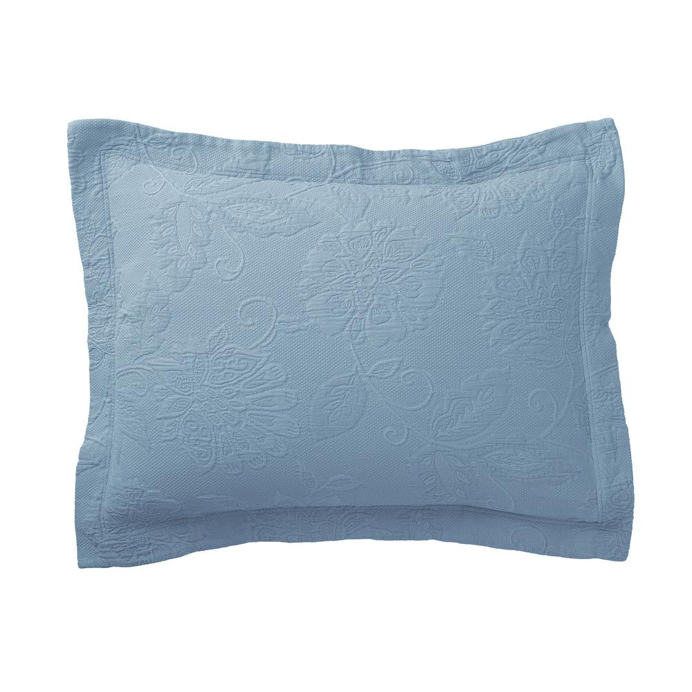 The Company Store Putnam Matelasse Dusty Blue Cotton Standard Sham