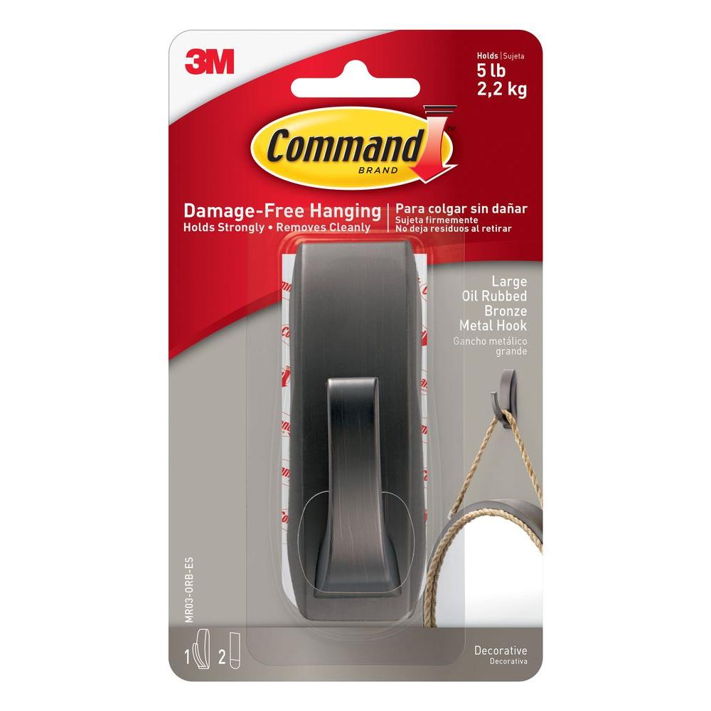 Command Modern Reflections Large Oil Rubbed Bronze Metal Hook (1-Hook ...