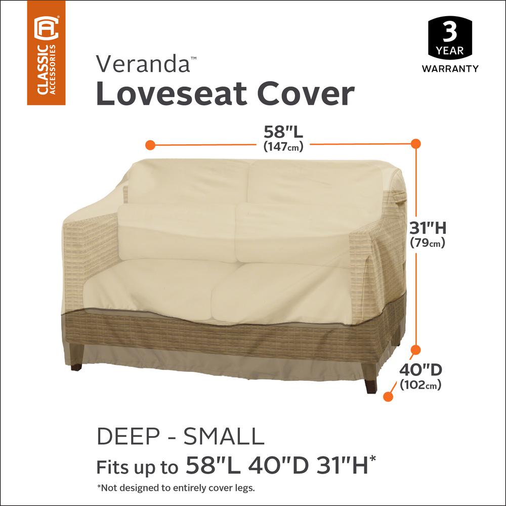 Classic Accessories Veranda Small Deep Sofa Loveseat Cover 55 649