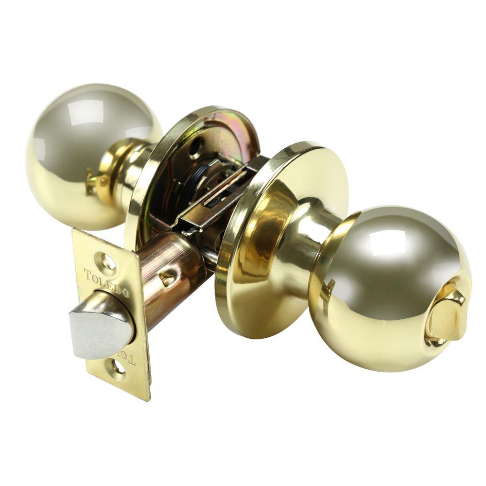 Privacy Door Knob with Contemporary Polished Brass Finish