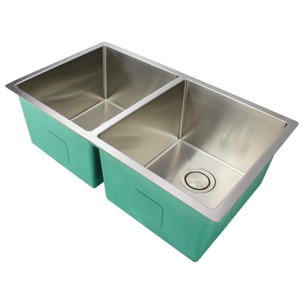 Transolid Diamond Undermount Stainless Steel 32 In Equal Double Bowl Kitchen Sink Brushed Finish