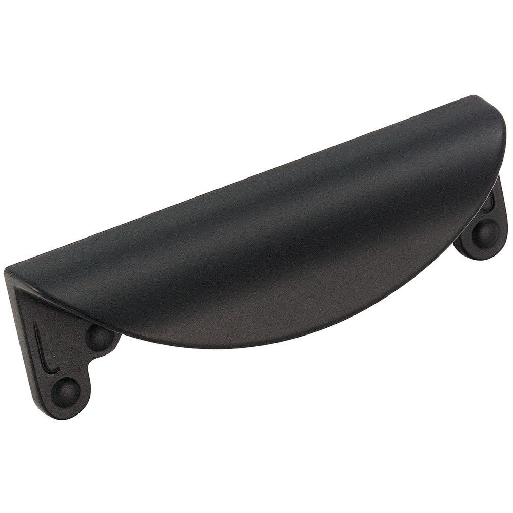 Amerock Inspirations 3 in. Flat Black Plain Cup PullBP1592FB The Home Depot