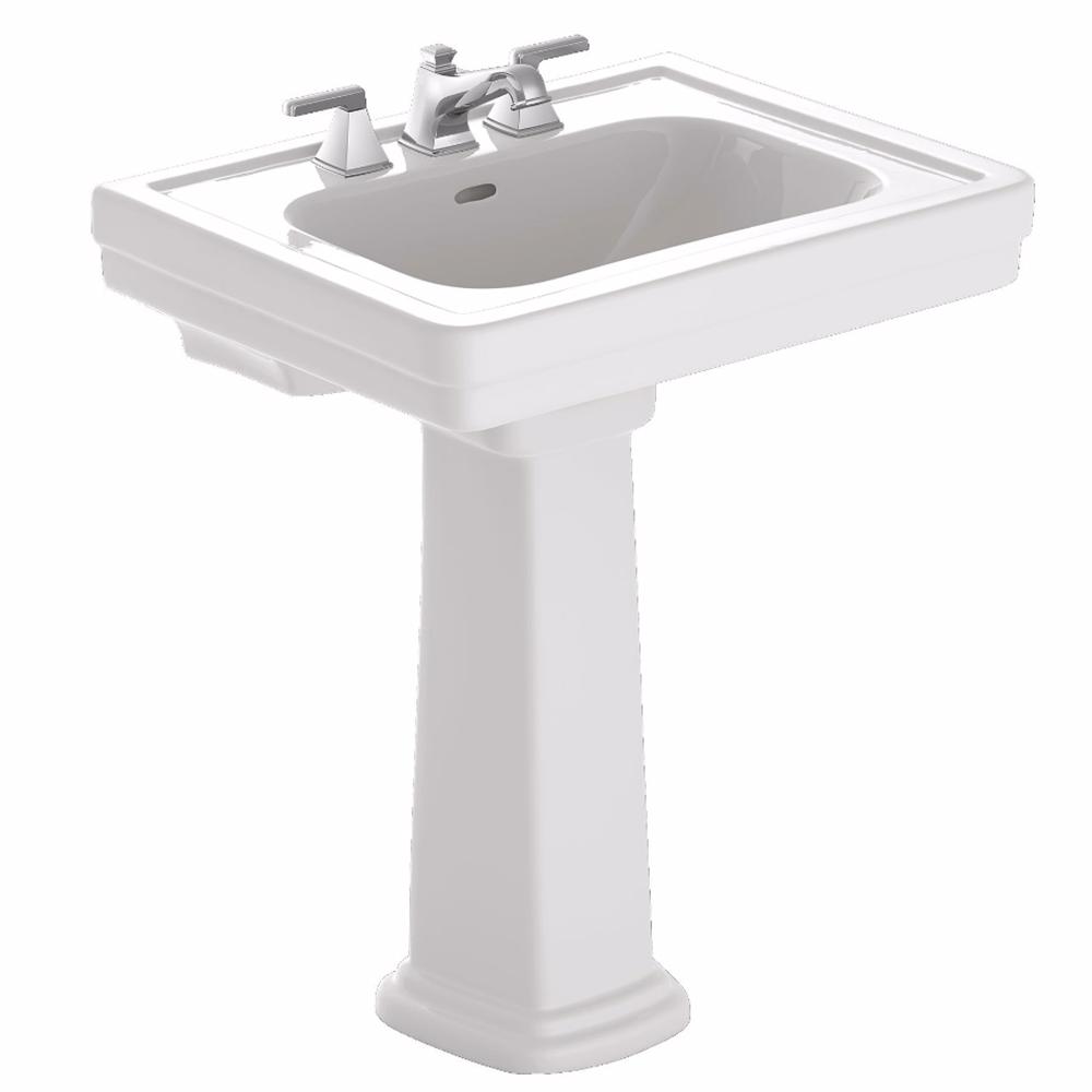 Toto Promenade 28 In Pedestal Combo Bathroom Sink With 8 In Faucet Holes In Cotton White