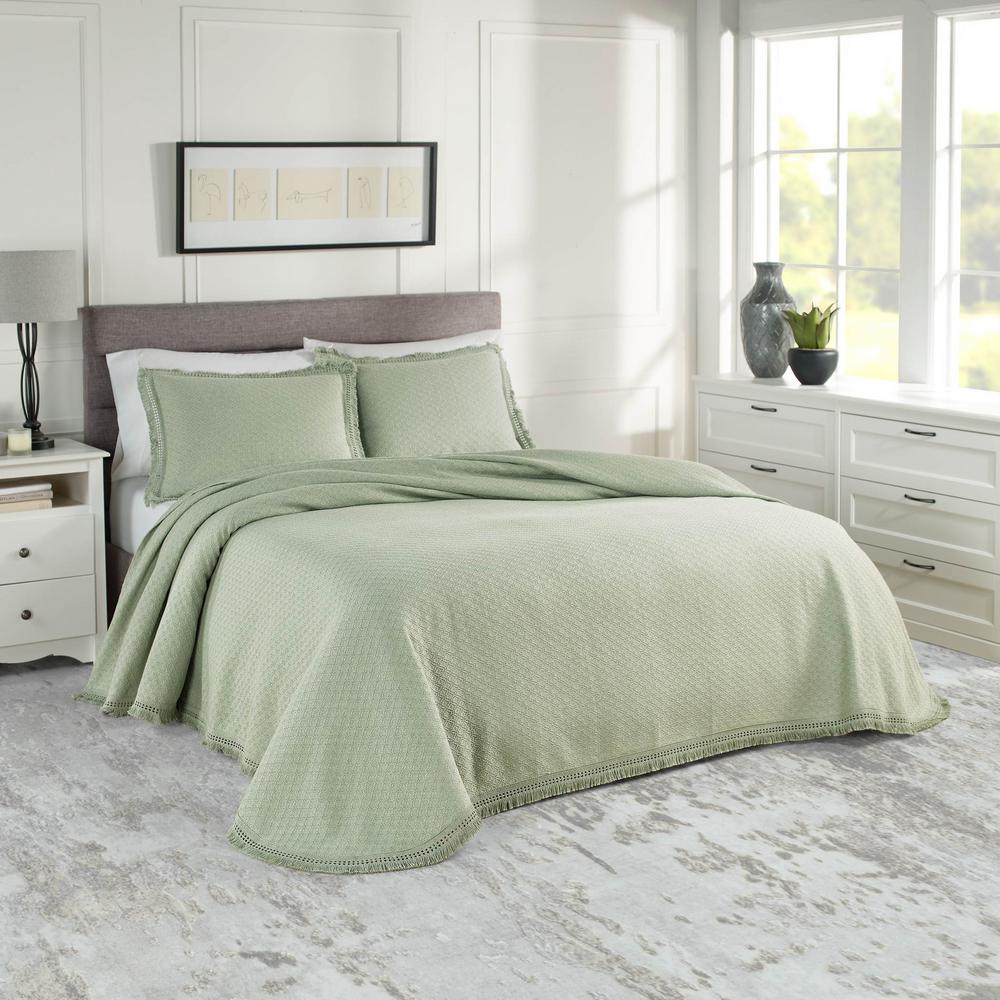 Woven Jacquard Cotton Blend Full Sage Bedspread Set M32fbwjsg The Home Depot - Jacquard Bedding Set Green Woven Jacquard Cotton Blend Full Sage Bedspread Set M32fbwjsg The Home Depot - Jacquard Bedding Set Green