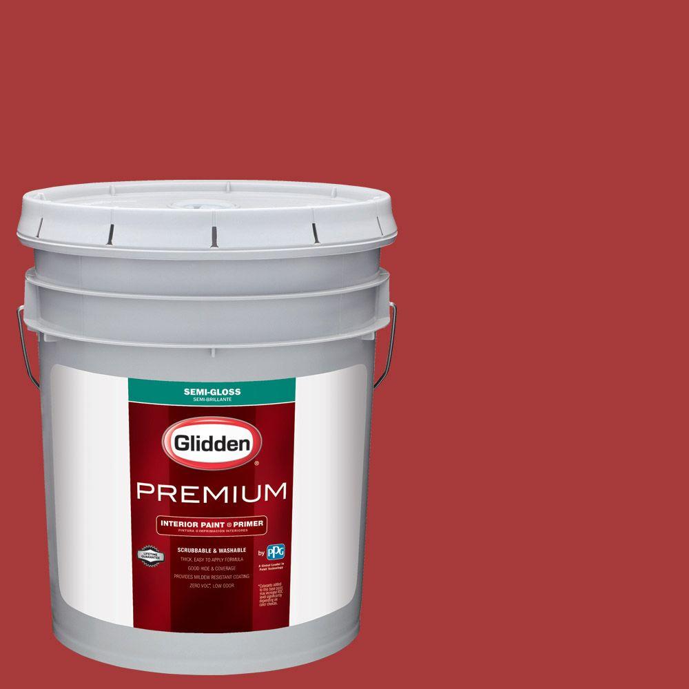 Glidden Premium 5 Gal Hdgr53d Crimson Red Semi Gloss Interior Hdgr53d Crimson Red Semi Gloss Interior Paint With Primer