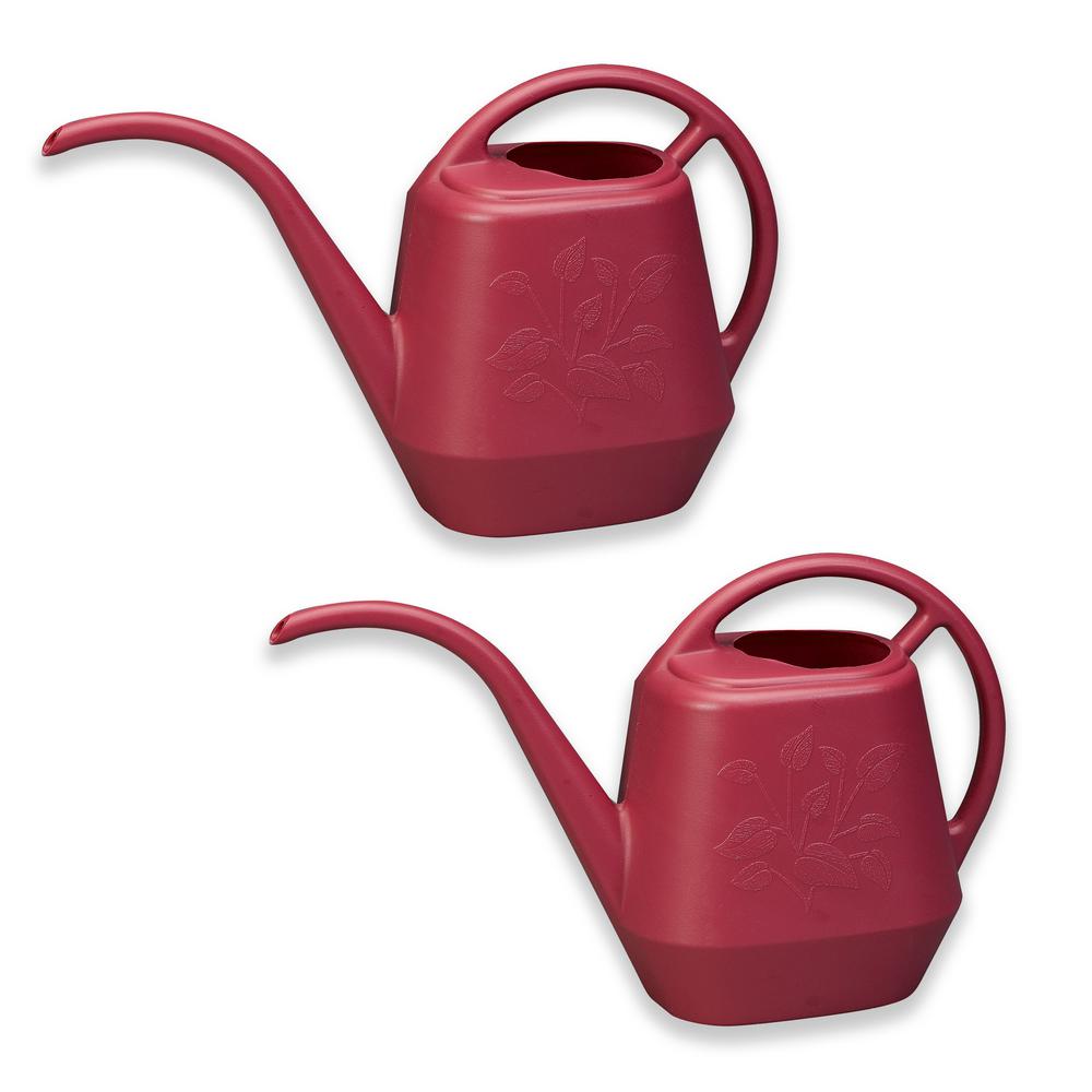 Watering Cans Irrigation The Home Depot 1 3 Gal Union Red Watering Can Plastic Aqua Rite 2 Pack
