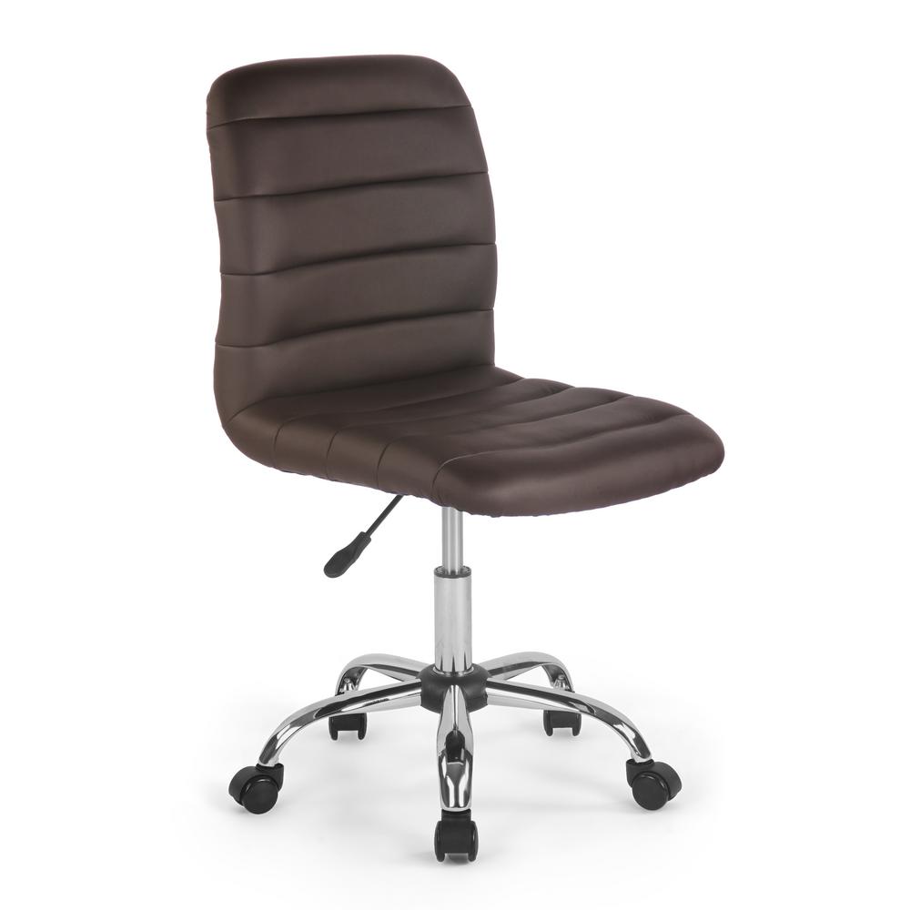 Poly And Bark Eva Pu Faux Leather Modern Task Desk Chair Brown Office Products Desk Chairs