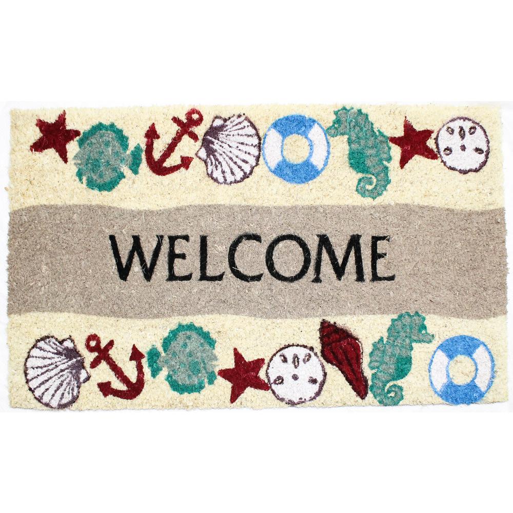 Beige 18 in. x 30 in. Coir and Vinyl Door Mat208151 The Home Depot