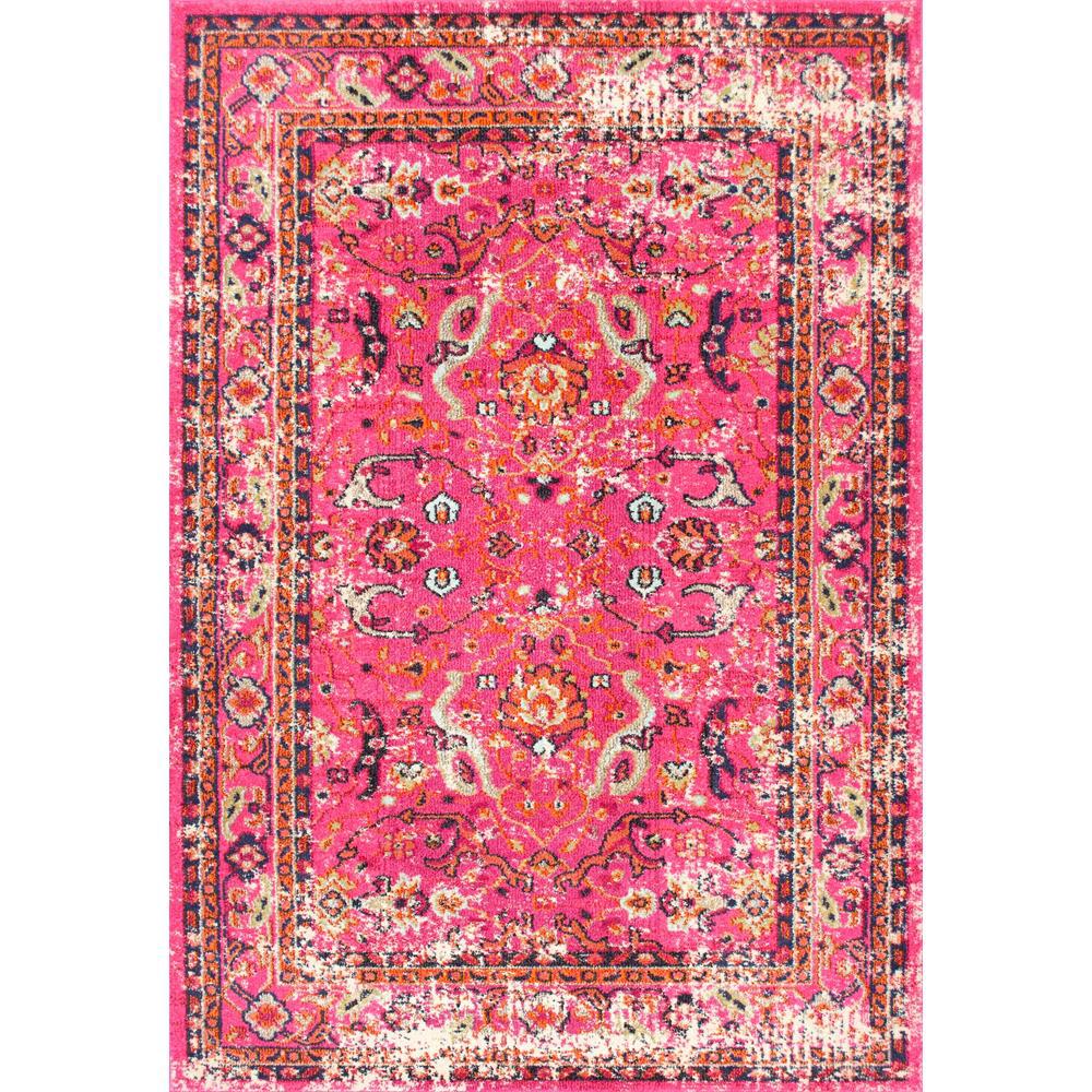 nuLOOM Distressed Floral Anabel Pink 3 ft. x 5 ft. Area RugKKCB18A305