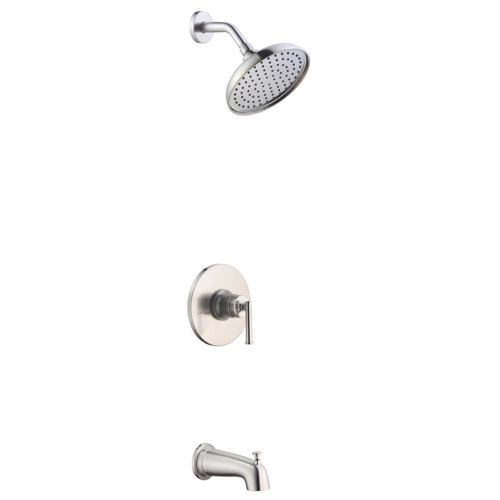 Glacier Bay Oswell Single Handle 1-Spray Tub and Shower Faucet 1.8 GPM in Brushed Nickel (Valve Included)