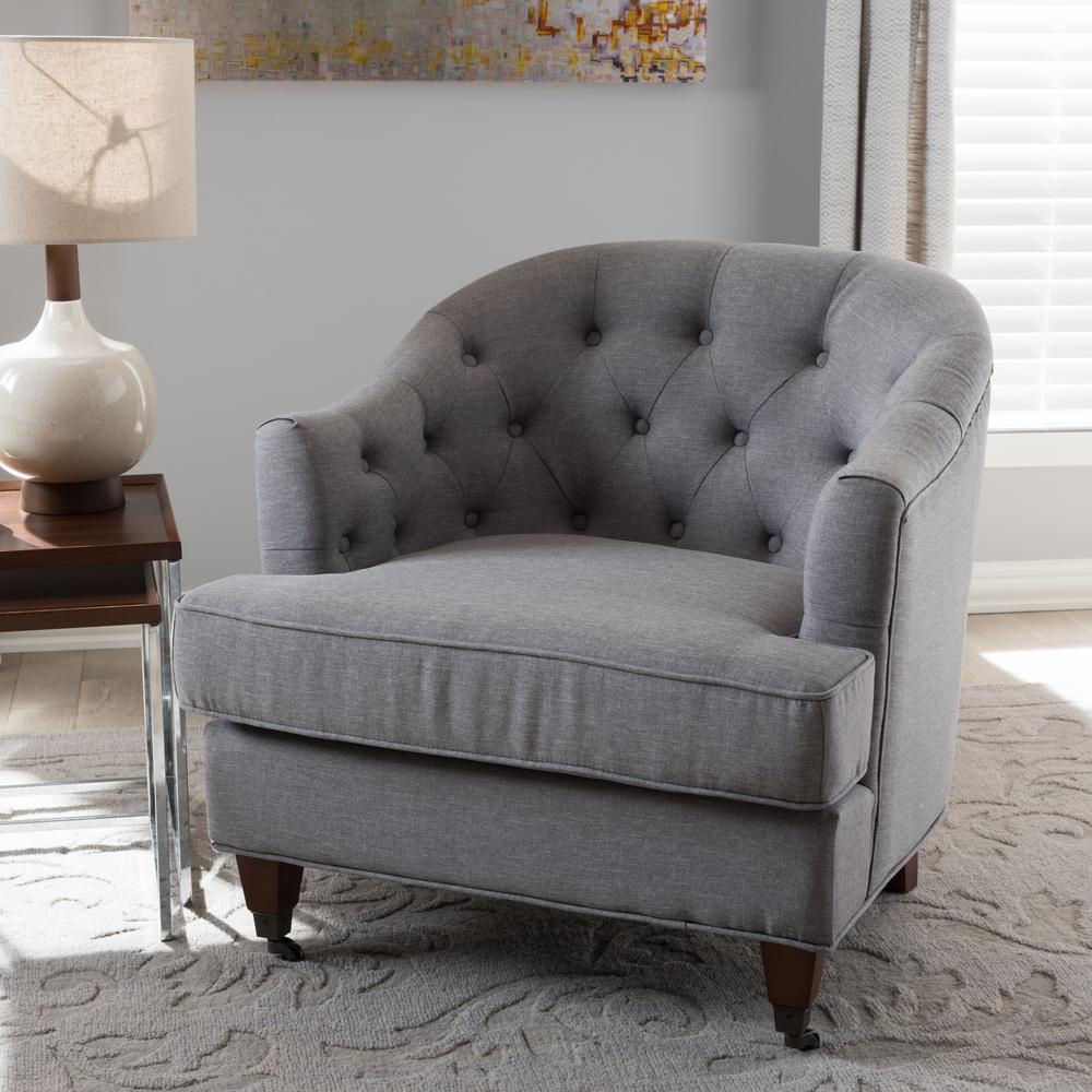 Baxton Studio Jilian Light Gray Fabric Upholstered Accent Chair-28862