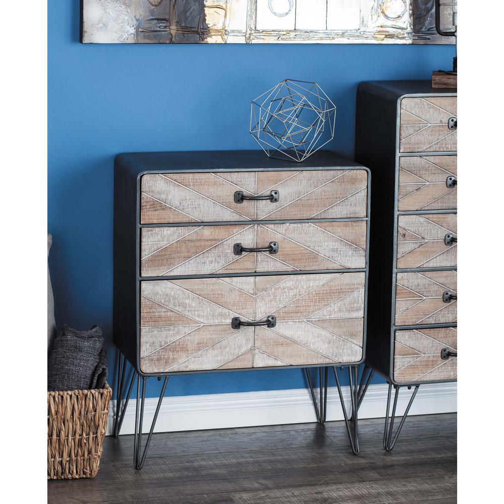 Litton Lane New Traditional 3 Drawer Metal And Wood Chest Multi
