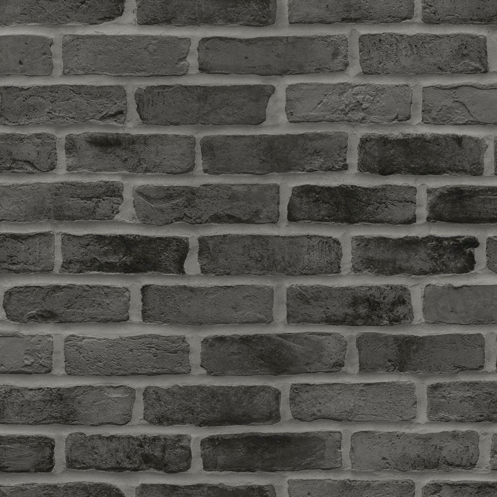 Esta Home Burnham Black Brick Wall Wallpaper Dd The Home Depot