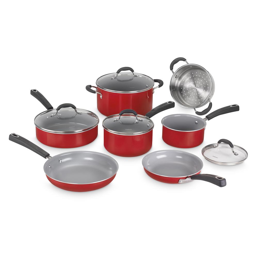 Cuisinart Advantage Ceramic XT Aluminum NonStick 11Piece Red Cookware