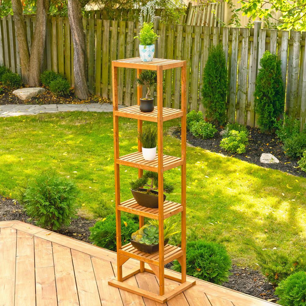 Wood Indoor Plant Stands Planters The Home Depot