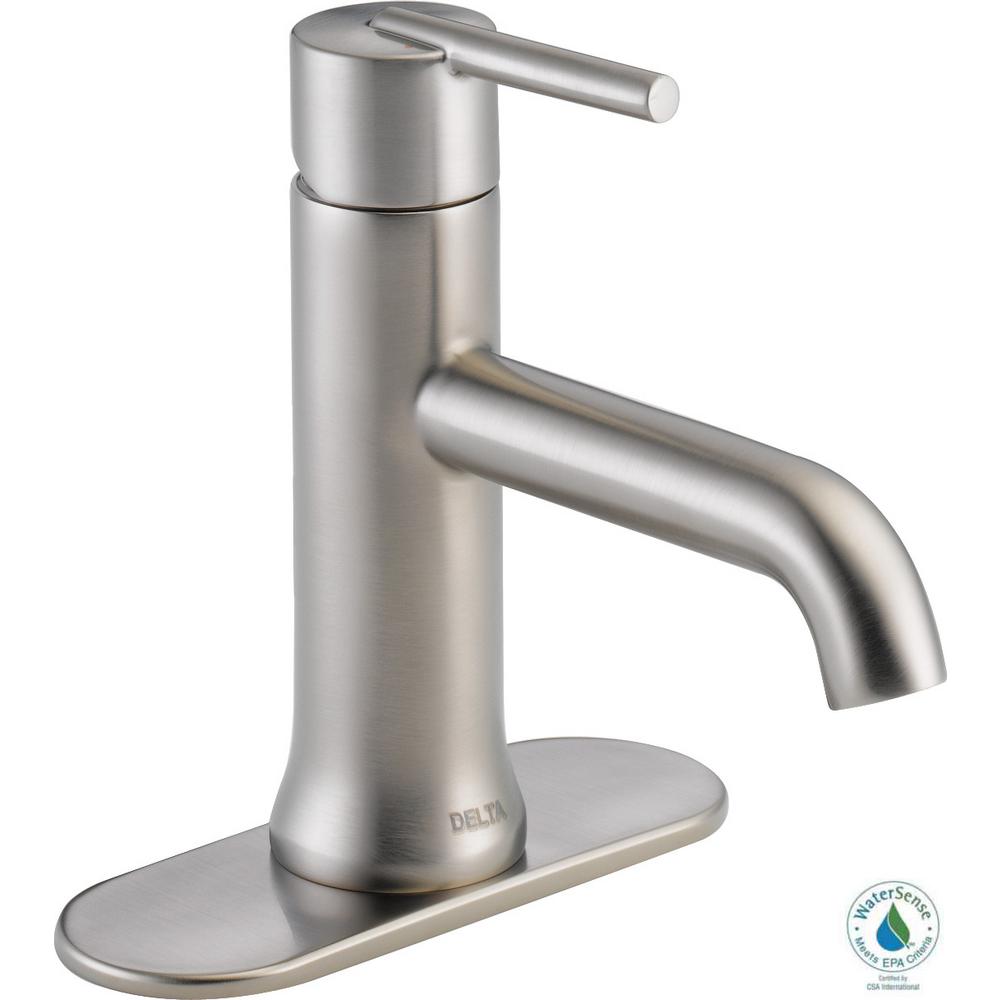 Delta Trinsic Single Hole Single-Handle Bathroom Faucet in Stainless ... Delta Trinsic Single Hole Single-Handle Bathroom Faucet in Stainless ...