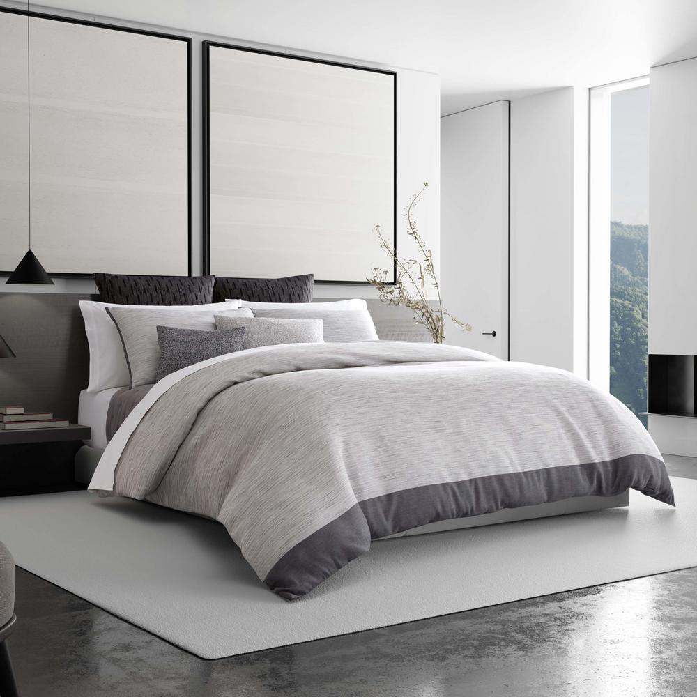 VERA WANG Grisaille Weave 1-Piece Grey Cotton Blend Queen Duvet Cover ...