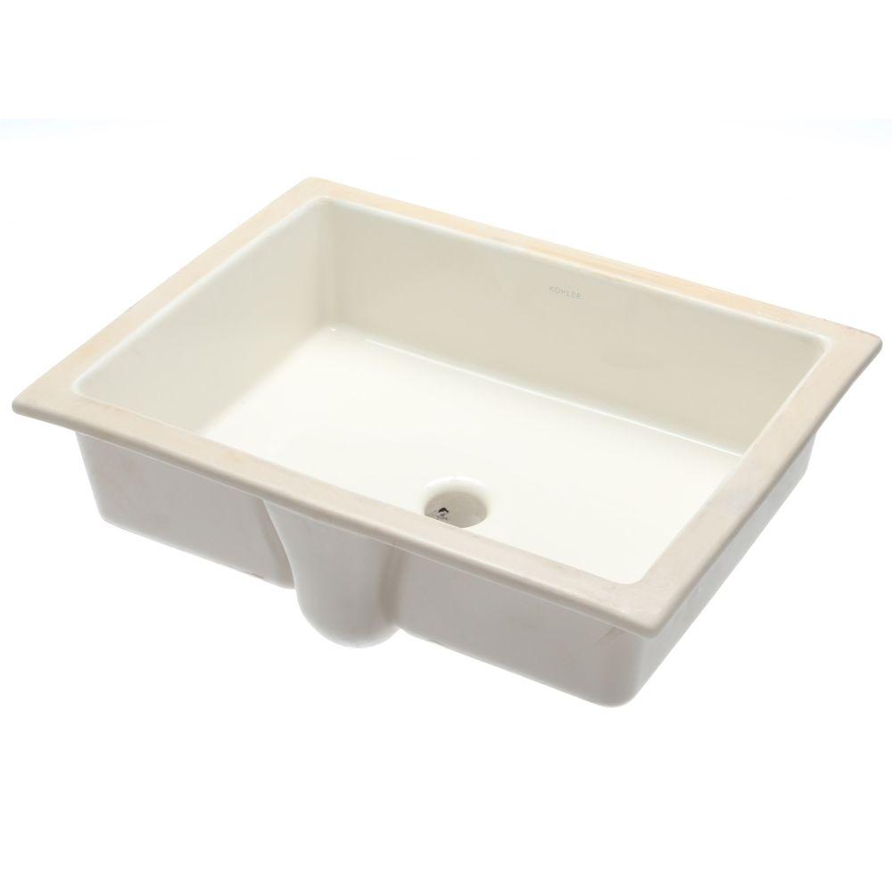 Kohler Verticyl Vitreous China Undermount Bathroom Sink With Overflow Drain In Biscuit With Overflow Drain