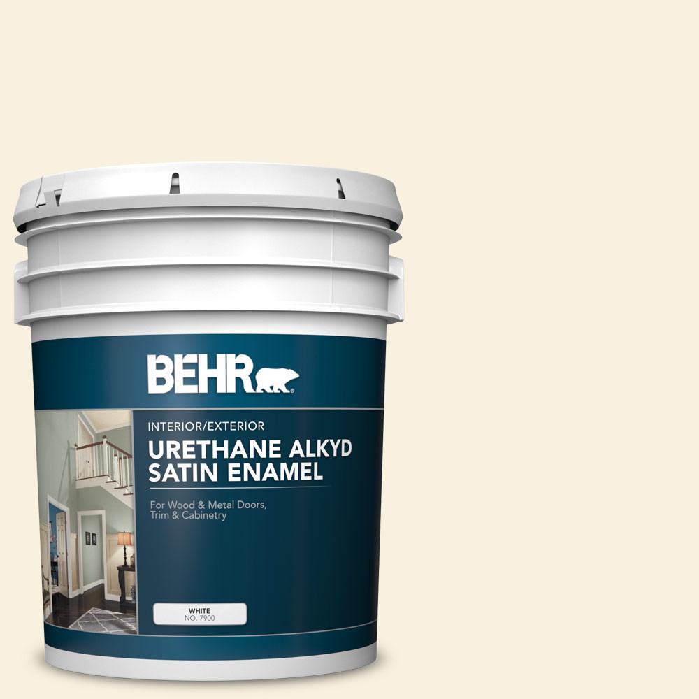 BEHR 5 gal. 320A1 Eggnog Urethane Alkyd Satin Enamel Interior/Exterior Paint790005 The Home