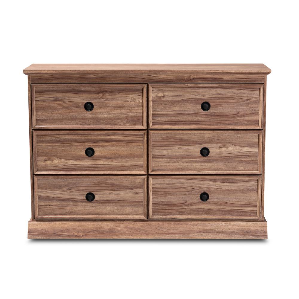 Baxton Studio Ryker 6 Drawer Oak Dresser 156 9286 Hd The Home Depot