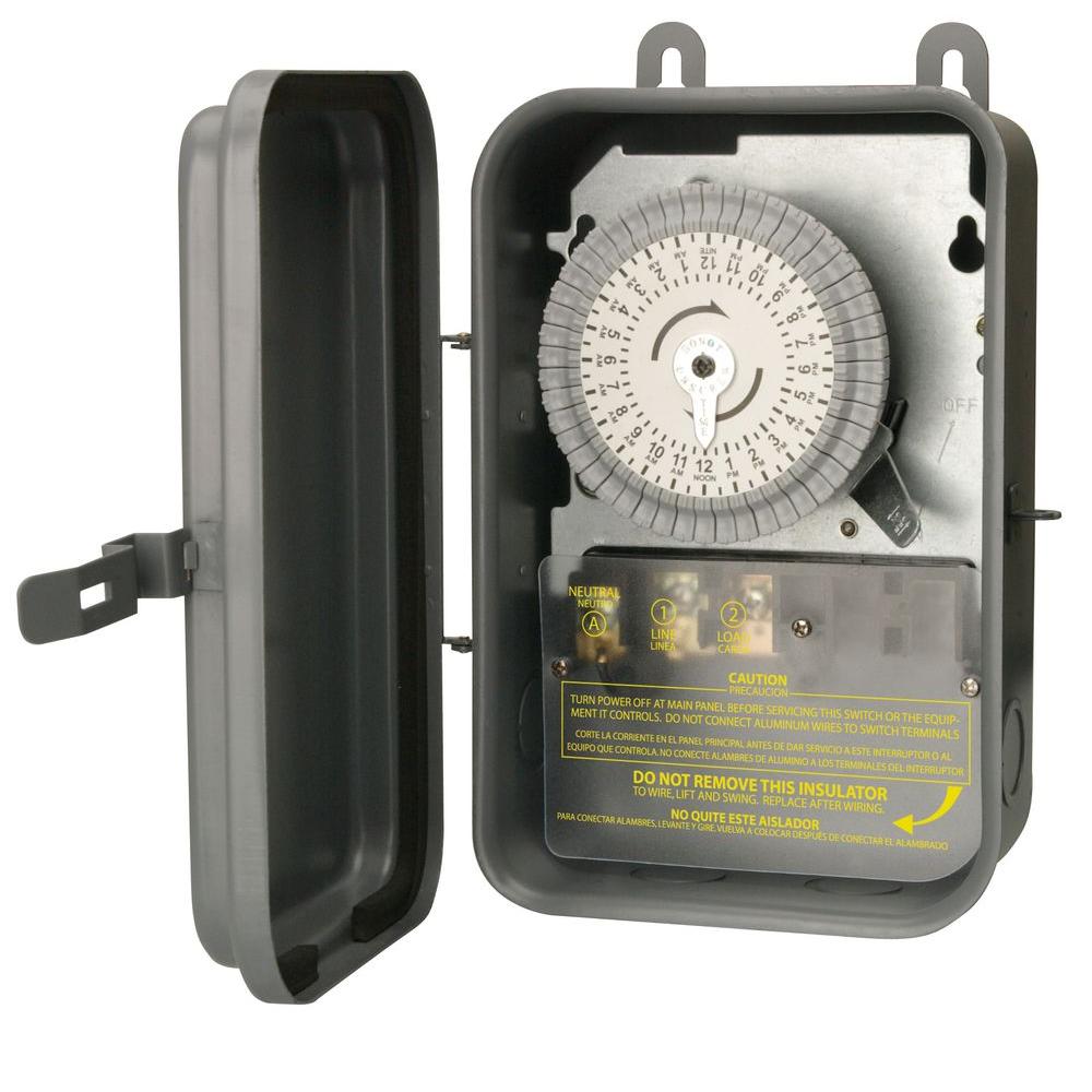 Woods 40 Amp 120 Volt Spst 24 Hour Mechanical Time Switch With Metal Woods 40 Amp 120 Volt Spst 24 Hour Mechanical Time Switch With Metal