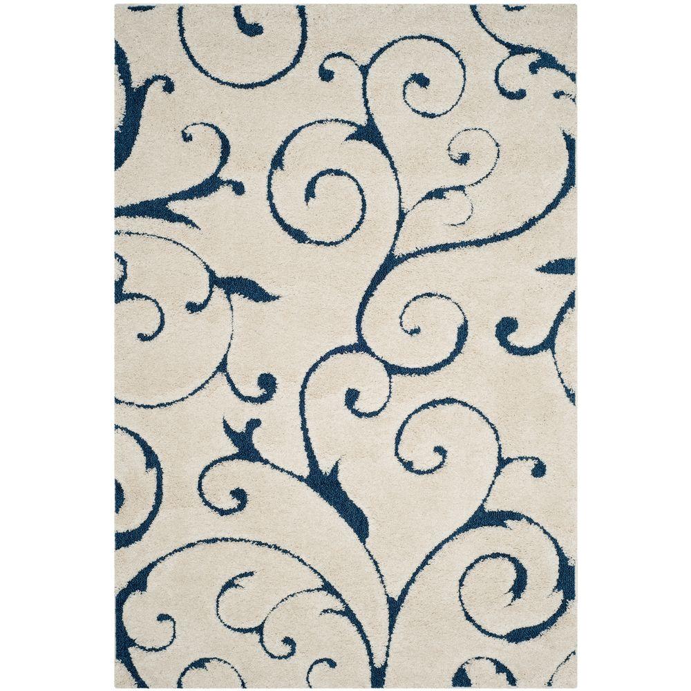 Safavieh Florida Shag Cream/Blue 5 ft. 3 in. x 7 ft. 6 in. Area Rug