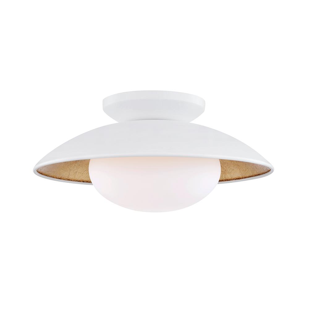 Mitzi By Hudson Valley Lighting Cadence 6 75 In 1 Light White Ro Gold Leaf Semi Flush Mount With Opal Matte Shade Mitzi By Hudson Valley Lighting Cadence 6 75 In 1 Light White Ro Gold Leaf Semi Flush Mount With Opal Matte Shade