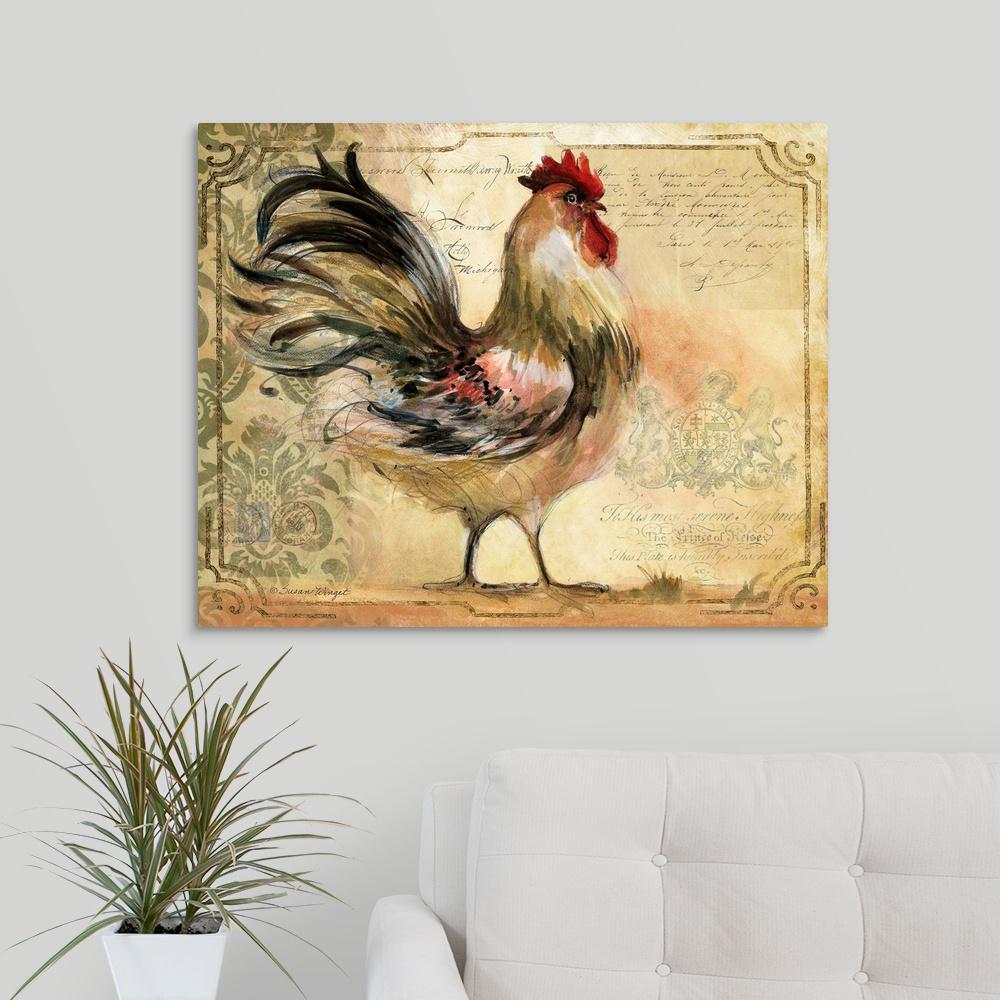 GreatBigCanvas Rooster Framed By Susan Winget Canvas Wall Art