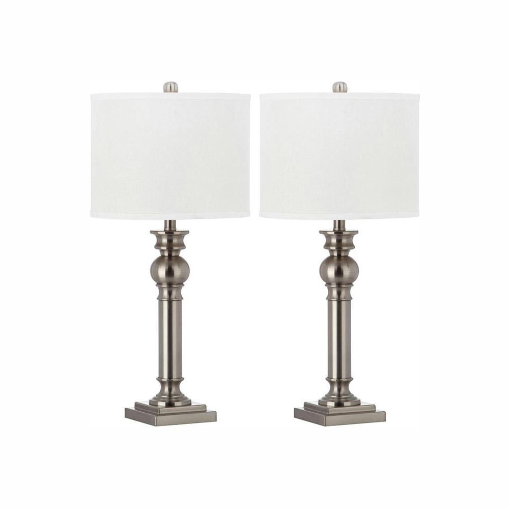 Af Lighting Arched 23 In Nickel Table Lamp With Fabric Shade 9122