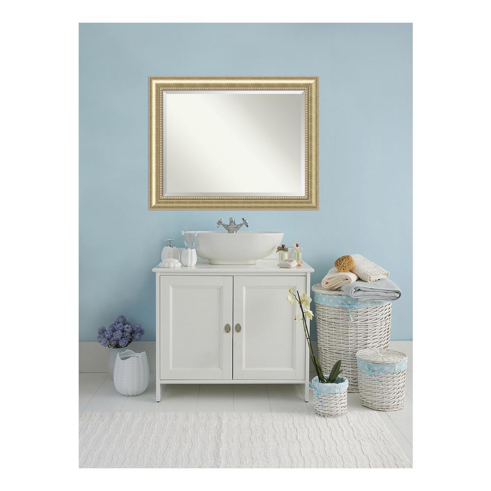 Amanti Art Astoria Champagne Wood 47 in. W x 37 in. H Traditional Bathroom Vanity Mirror, Beige was $408.0 now $250.92 (39.0% off)