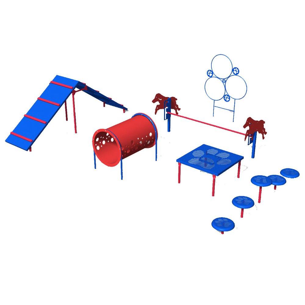 Ultra Play Playful Colors Dog Park Commercial Intermediate Course Blue and Red For Sale