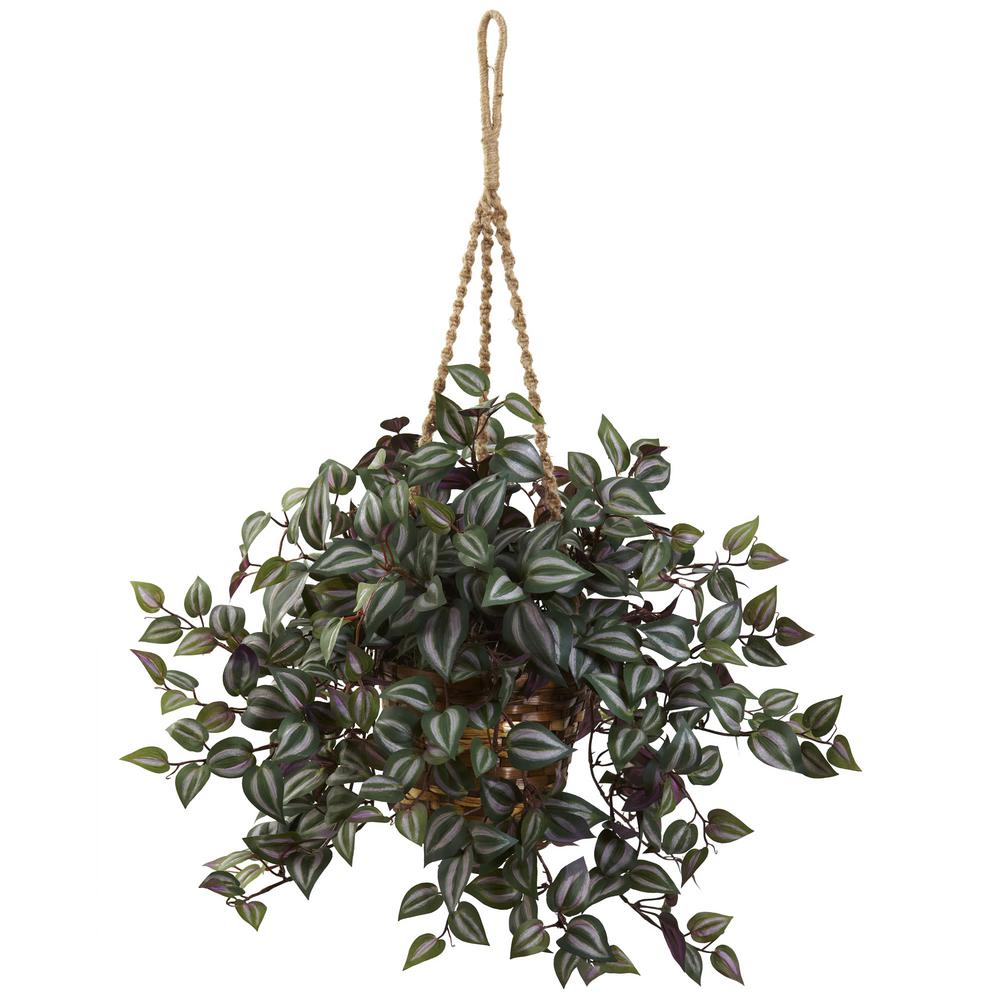 Nearly Natural 27 in. Wandering Jew Hanging Basket