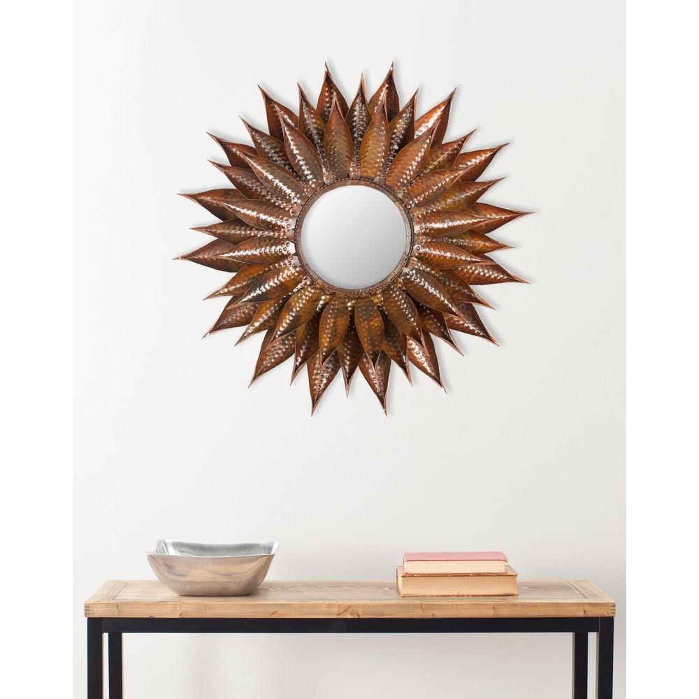 Safavieh Sunflower 28.3 in. x 28.3 in. Iron and Glass Framed Mirror ...