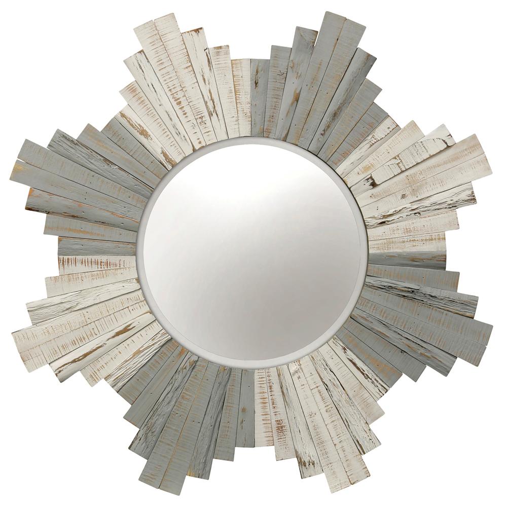Stylecraft White Washed Grey Wood Natural Wall Mirror Stylecraft White Washed Grey Wood