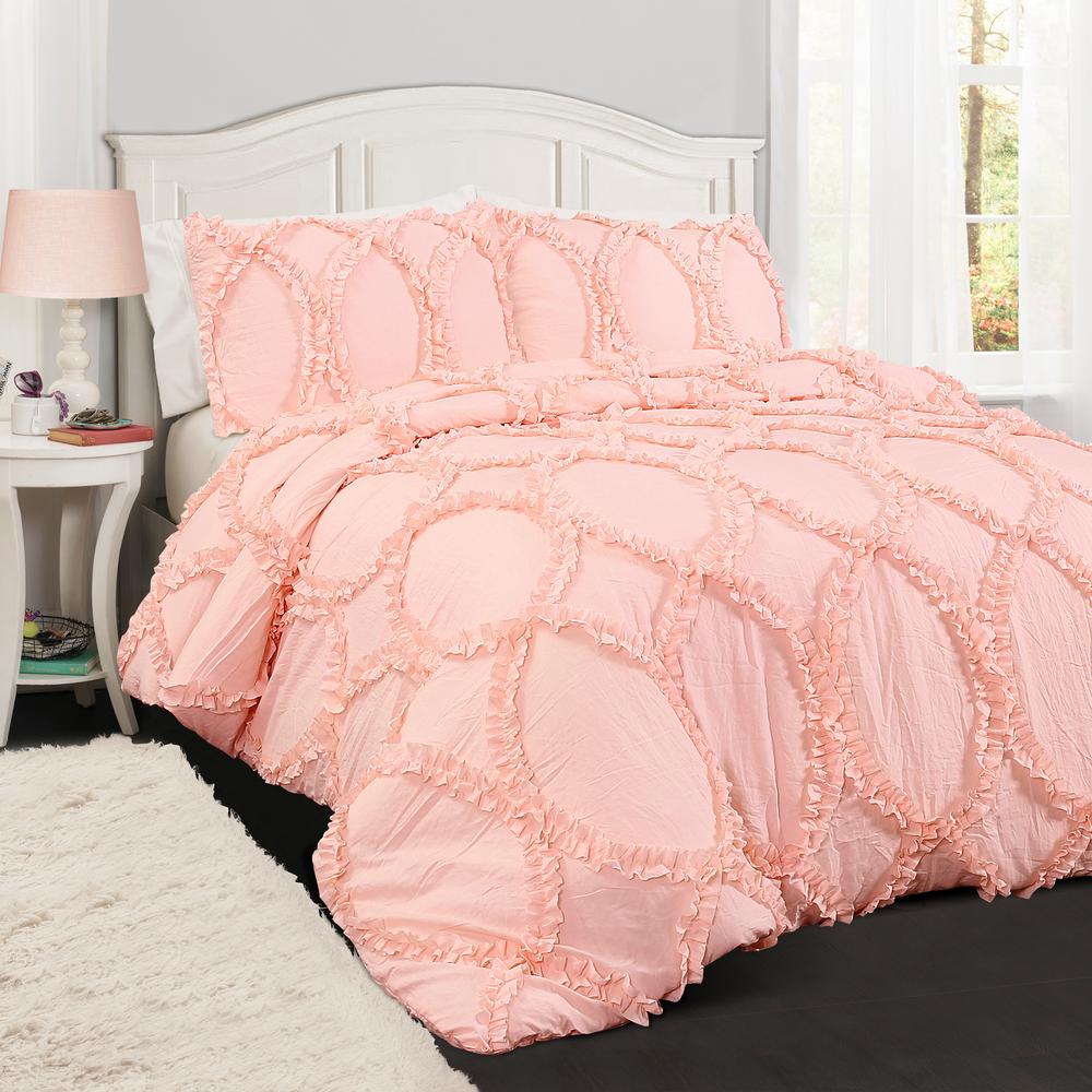 Lush Decor Avon Comforter Pink 3 Piece Full Queen Set 16t002238