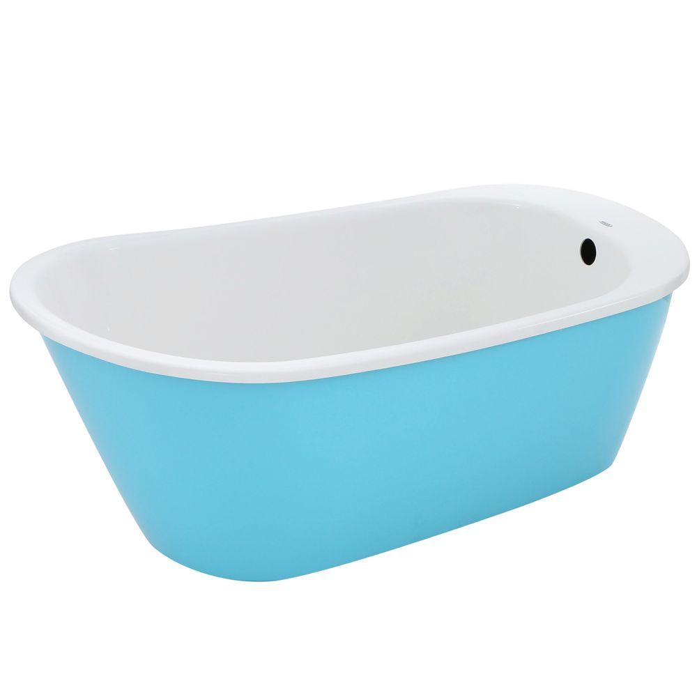 UPC 623163610871 product image for MAAX Bathtubs Sax 5 ft. Freestanding Reversible Drain Bathtub in White with Aqua | upcitemdb.com